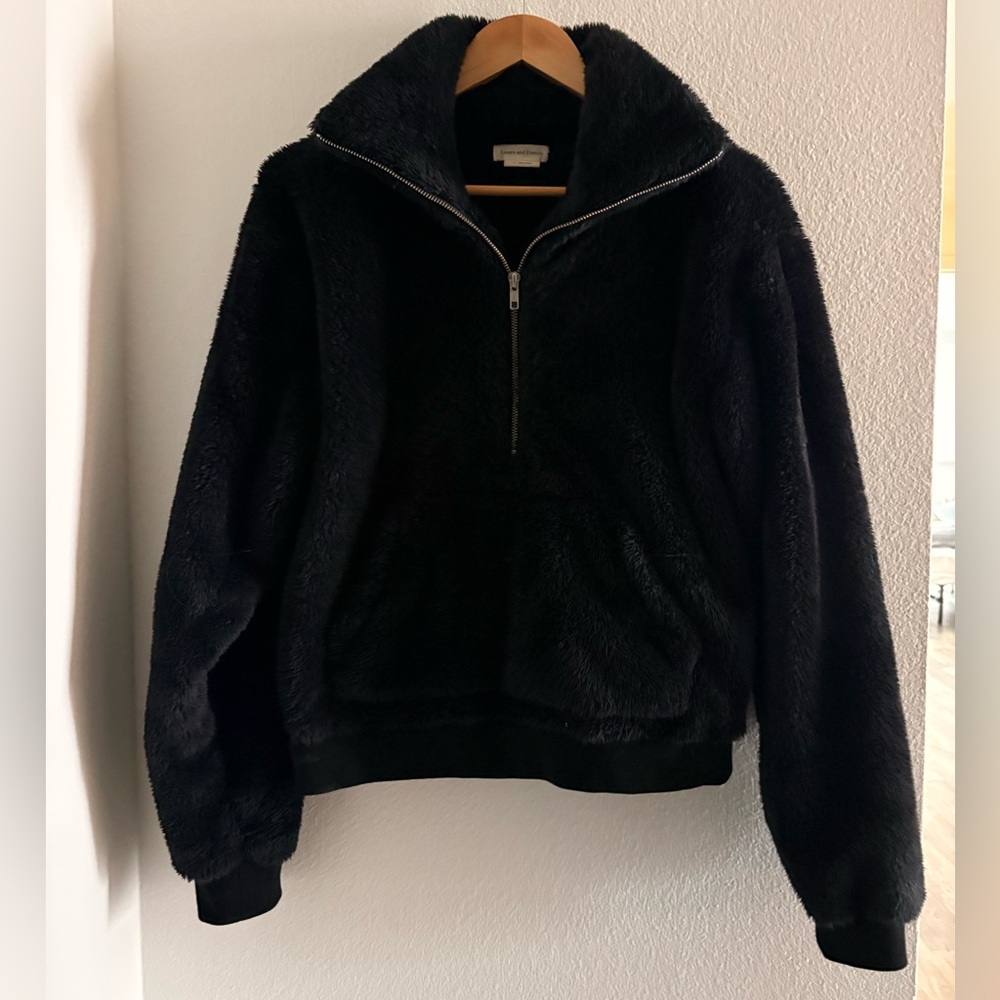 Lovers + Friends Black Teddy Quarter Zip Sweater - Small
